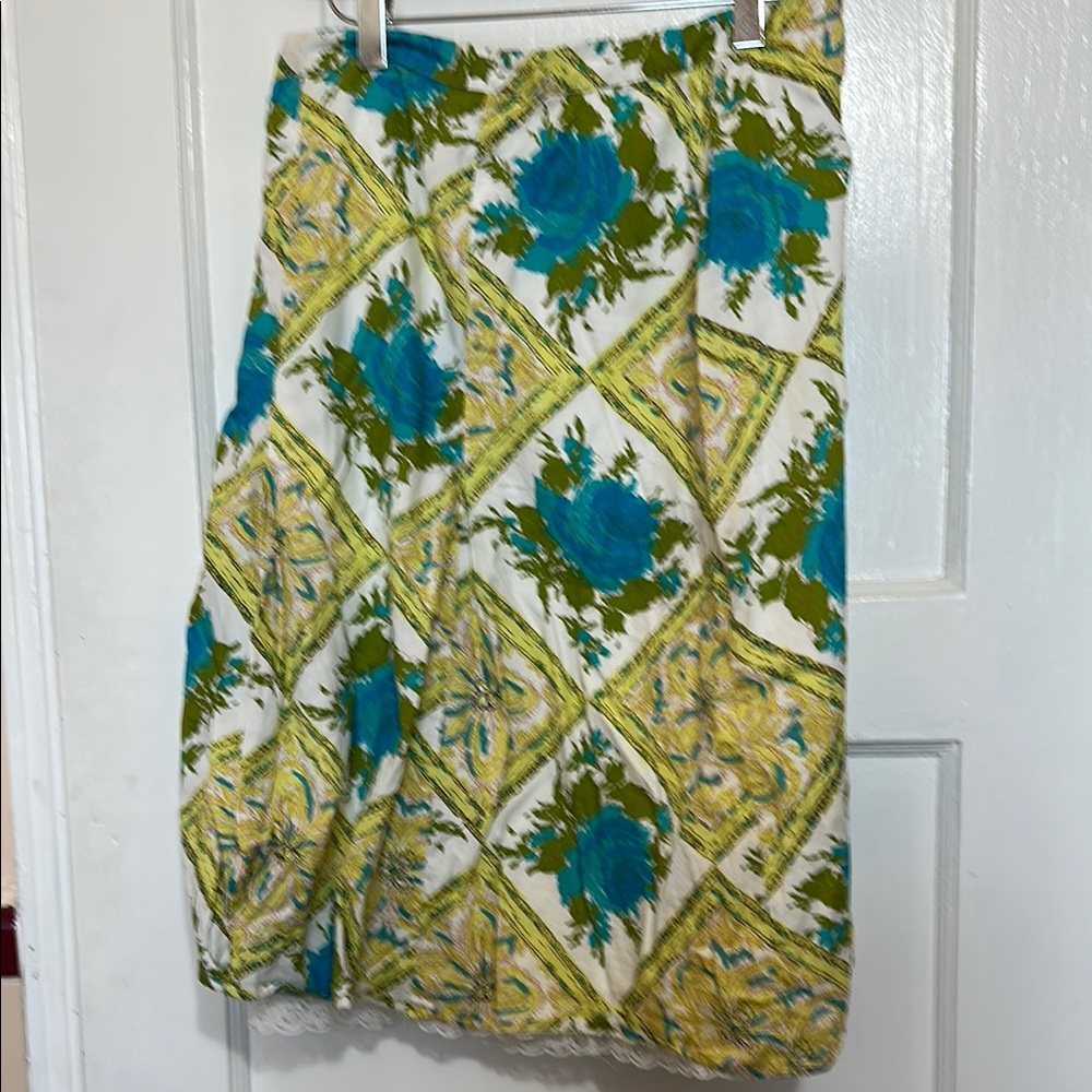 100% cotton Floral Patterned Skirt - Blue and Green